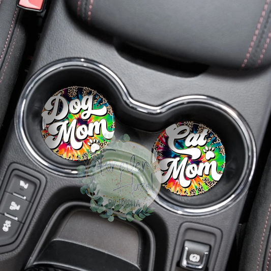 Dog or Cat Mom Car Coaster Set