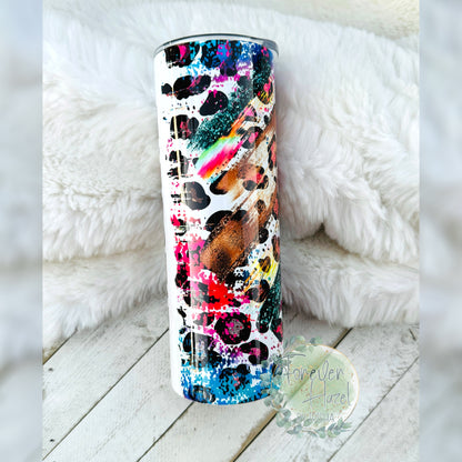 Rainbow Cheetah Fur Mom Tumbler