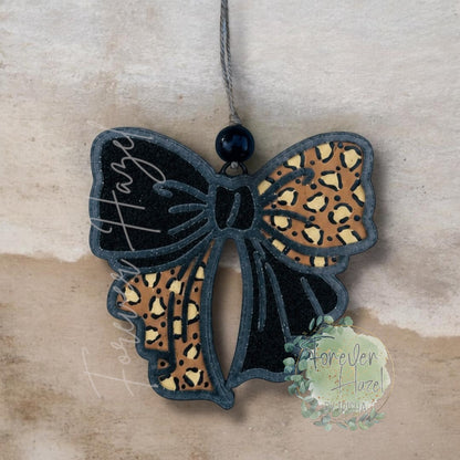Cheetah Glittery Bow Freshie: Aroma Bead Air Freshener