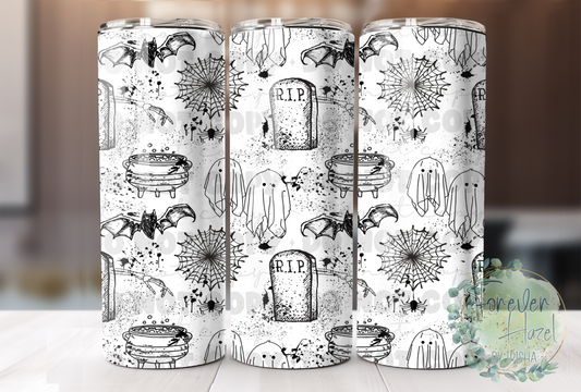 White Halloween Grunge Art Tumbler