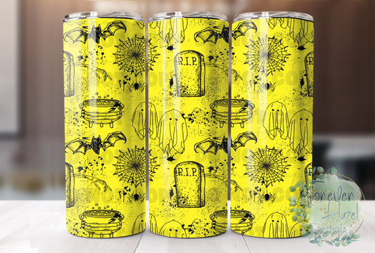 Neon Yellow Halloween Grunge Art Tumbler