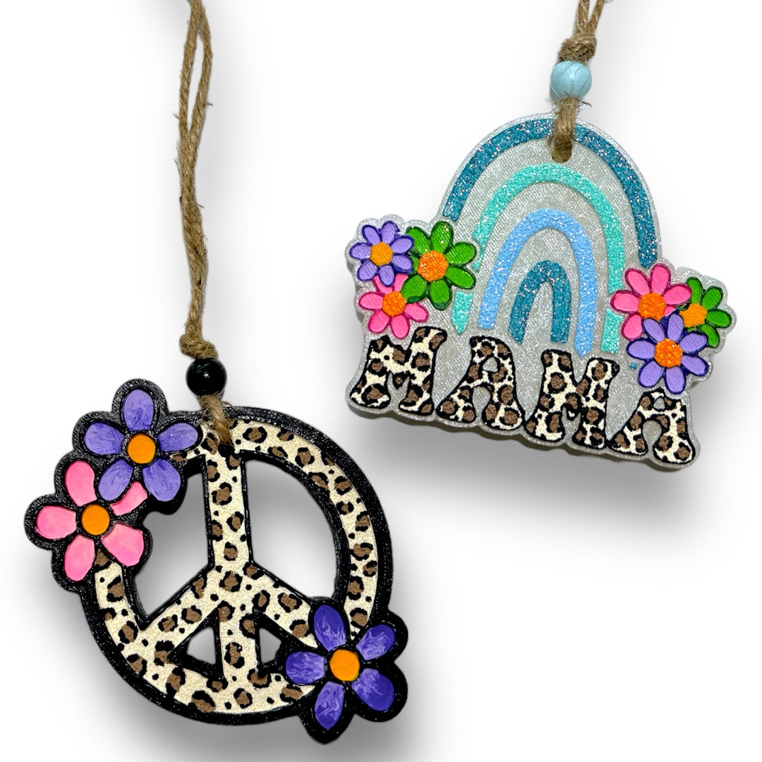 Cheetah Mama Rainbow Freshie | Cheetah Peace Sign Freshie