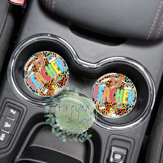 Cheetah Teacher Car Coaster Set