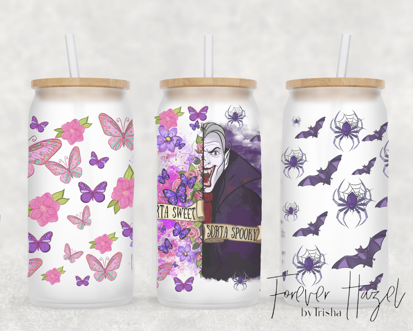 Sorta Sweet, Sorta Spooky Dracula 16oz Frosted Glass Can