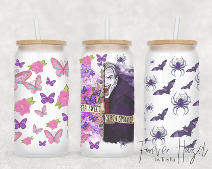 Sorta Sweet, Sorta Spooky Dracula 16oz Frosted Glass Can