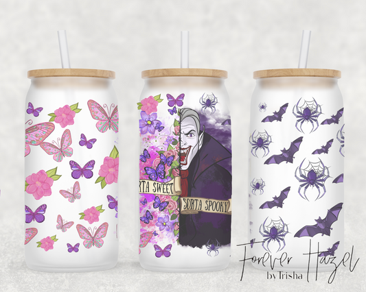 Sorta Sweet, Sorta Spooky Dracula 16oz Frosted Glass Can