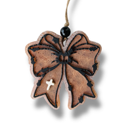 Distressed Bow with Cross Freshie