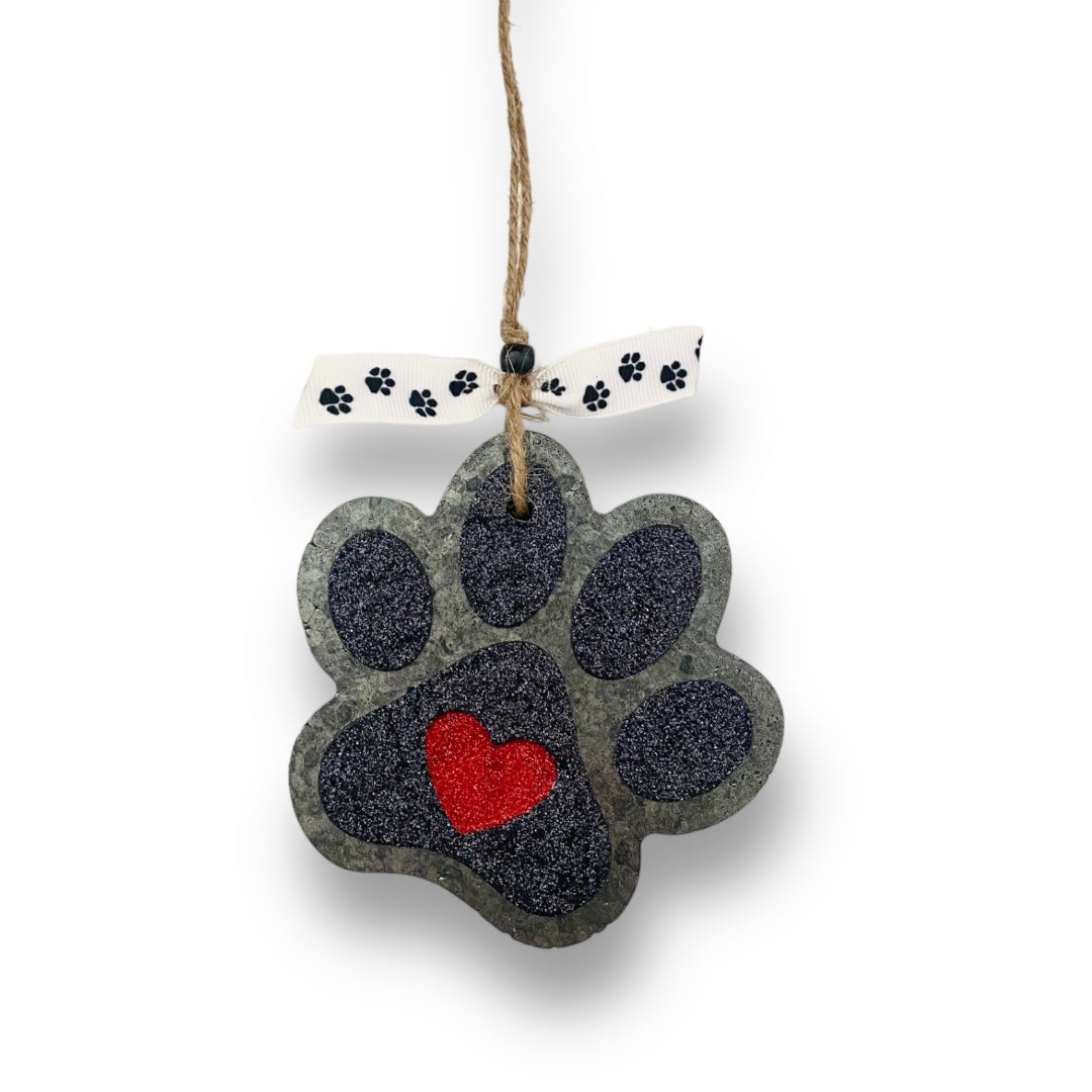 Paw Print with Red Heart Freshie