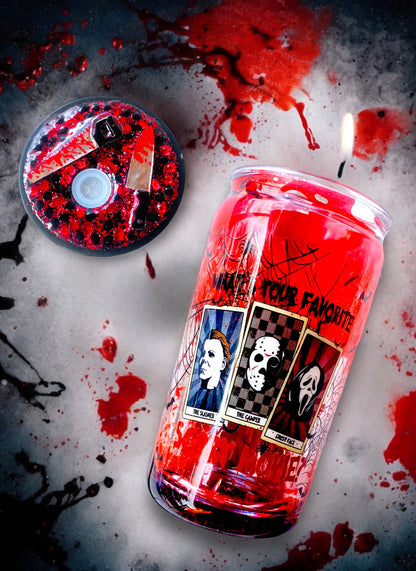 What’s Your Favorite Scary Movie 16oz Acrylic Snowglobe Drip Can