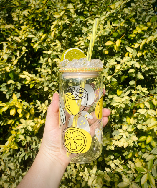 Lemons 16oz Glass Can