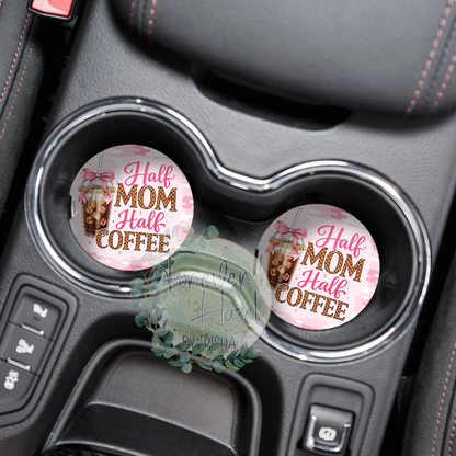 Half Mom Half Coffee Car Coaster Set