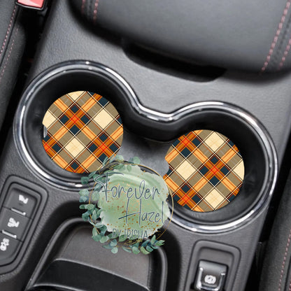 Autumn Plaid Car Coaster Set