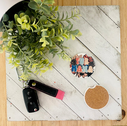 Floral Fur Mama Car Coaster Set