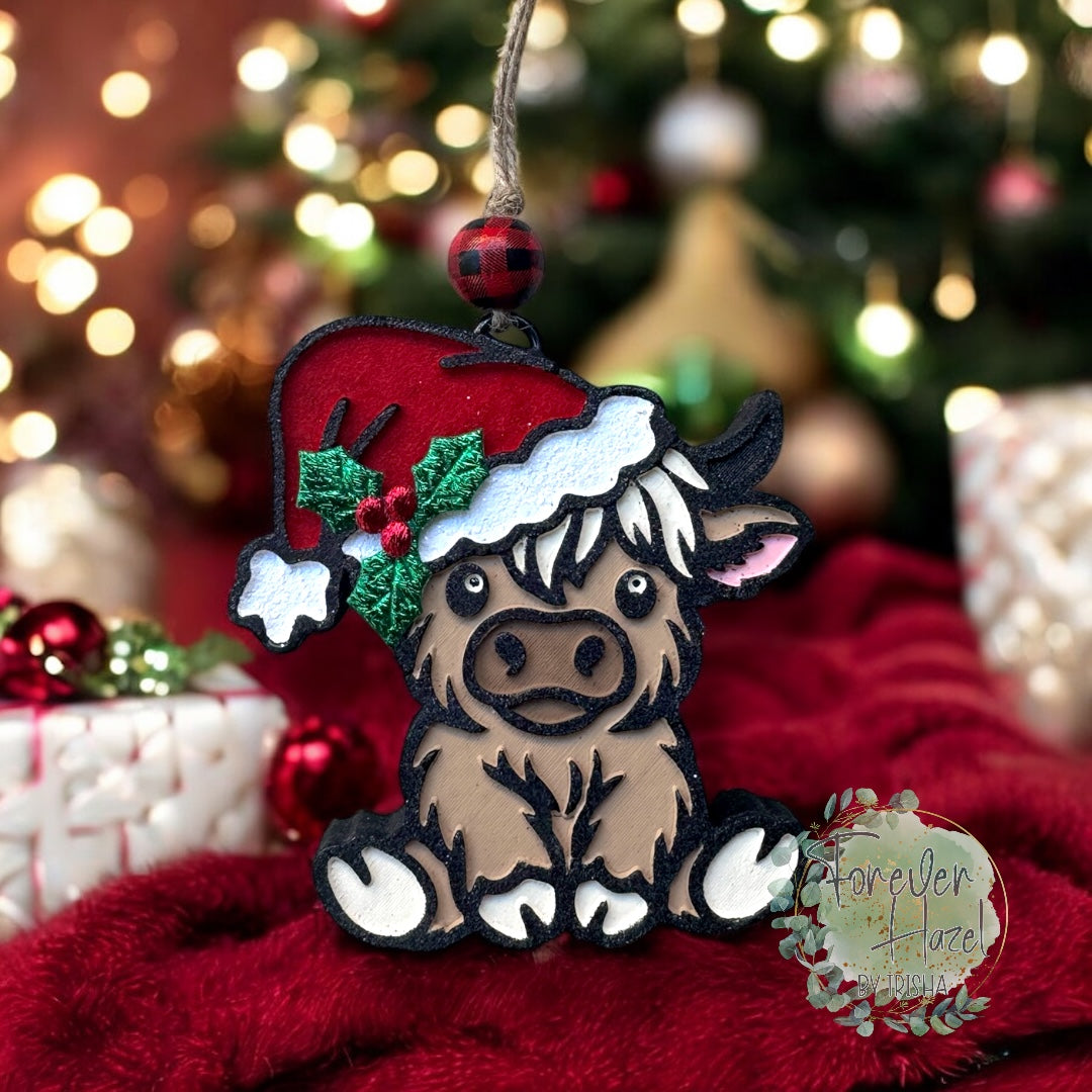 Christmas Highland Cow Freshie: Holiday Aroma Bead Air Fresheners