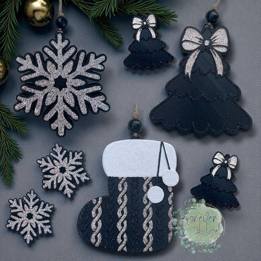 Black and Champagne Gold Christmas Freshies