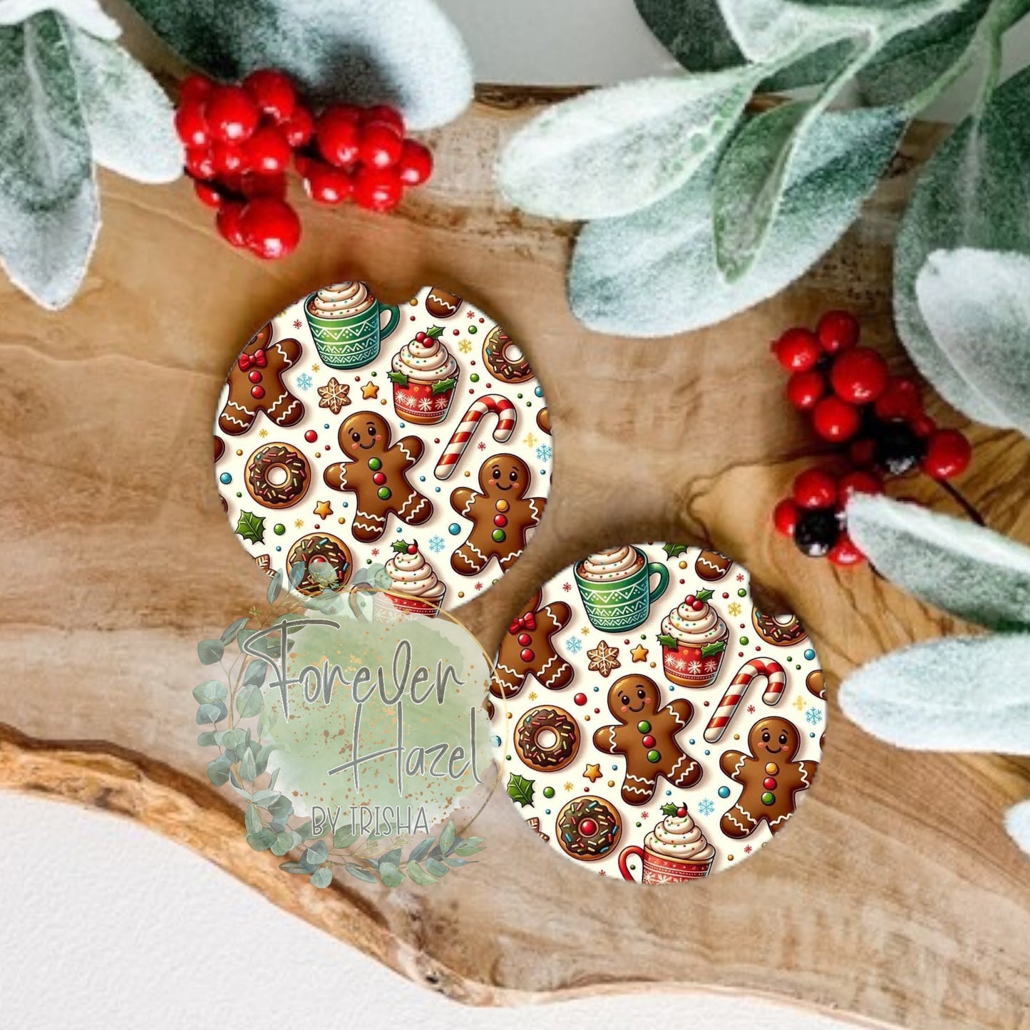 Gingerbread Cookies Car Coaster Set