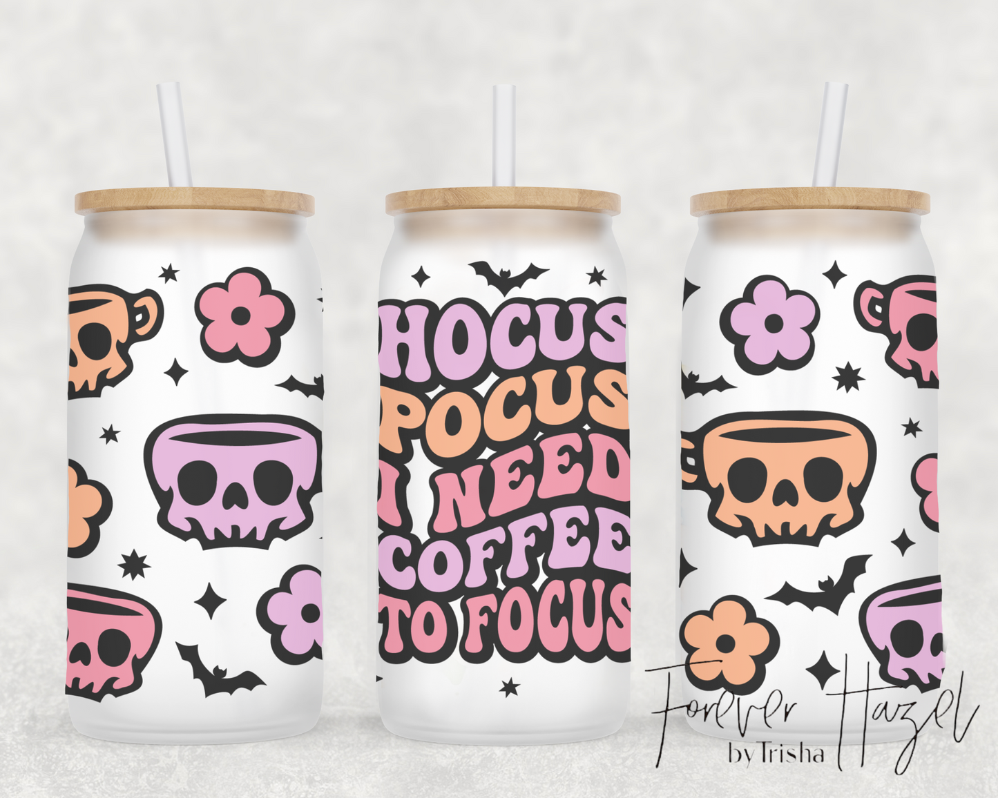 I Need Coffee To Focus 16oz Frosted Glass Can