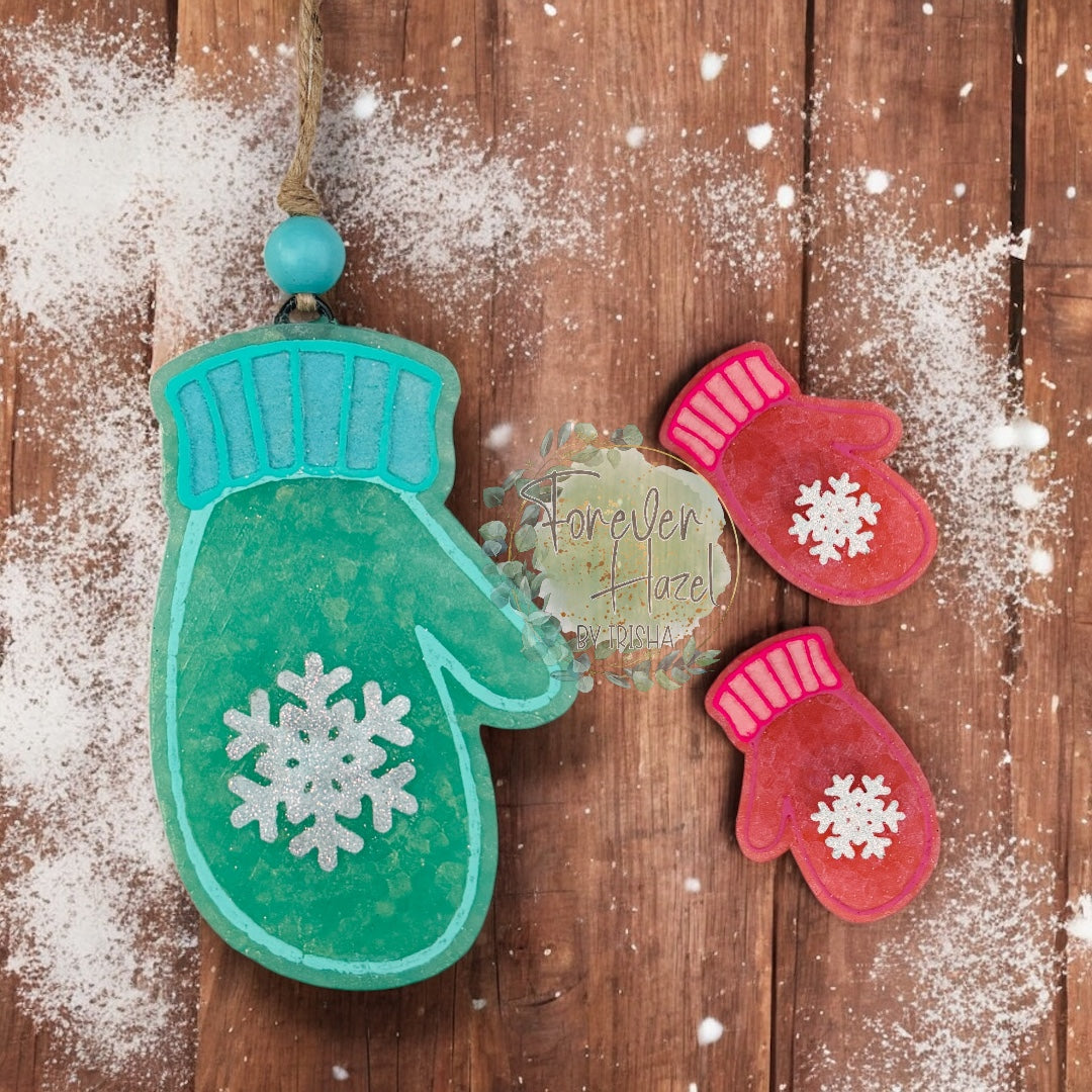 Snowflake Mittens Freshie: Holiday Aroma Bead Air Freshener