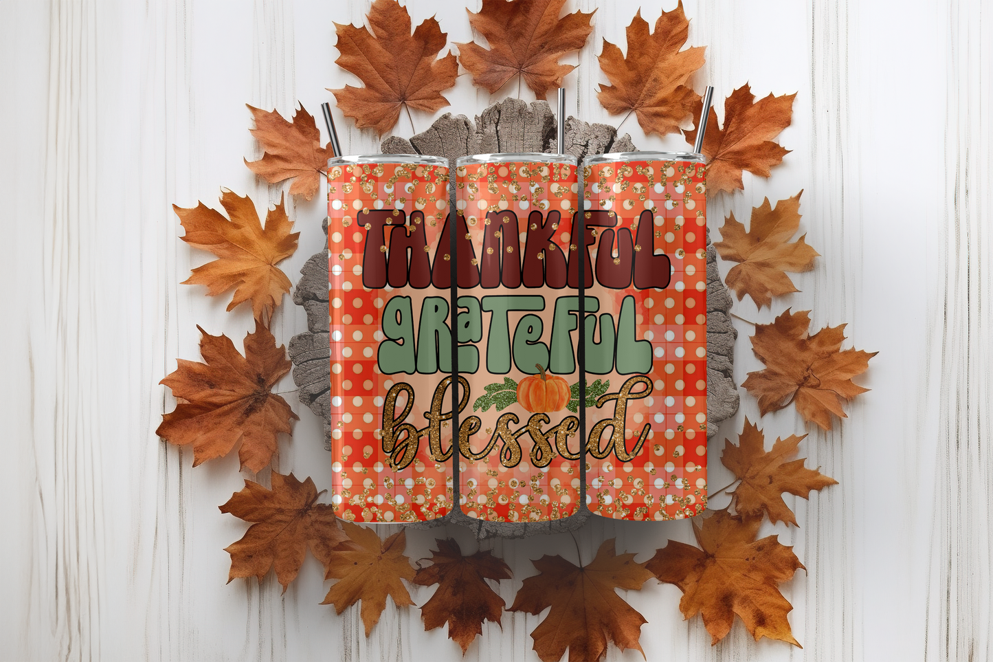 Thankful Grateful Blessed Tumbler