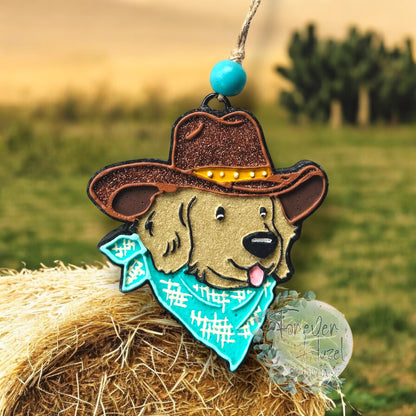 Cowboy Retriever Dog Freshie |Western Golden Retriever Freshie