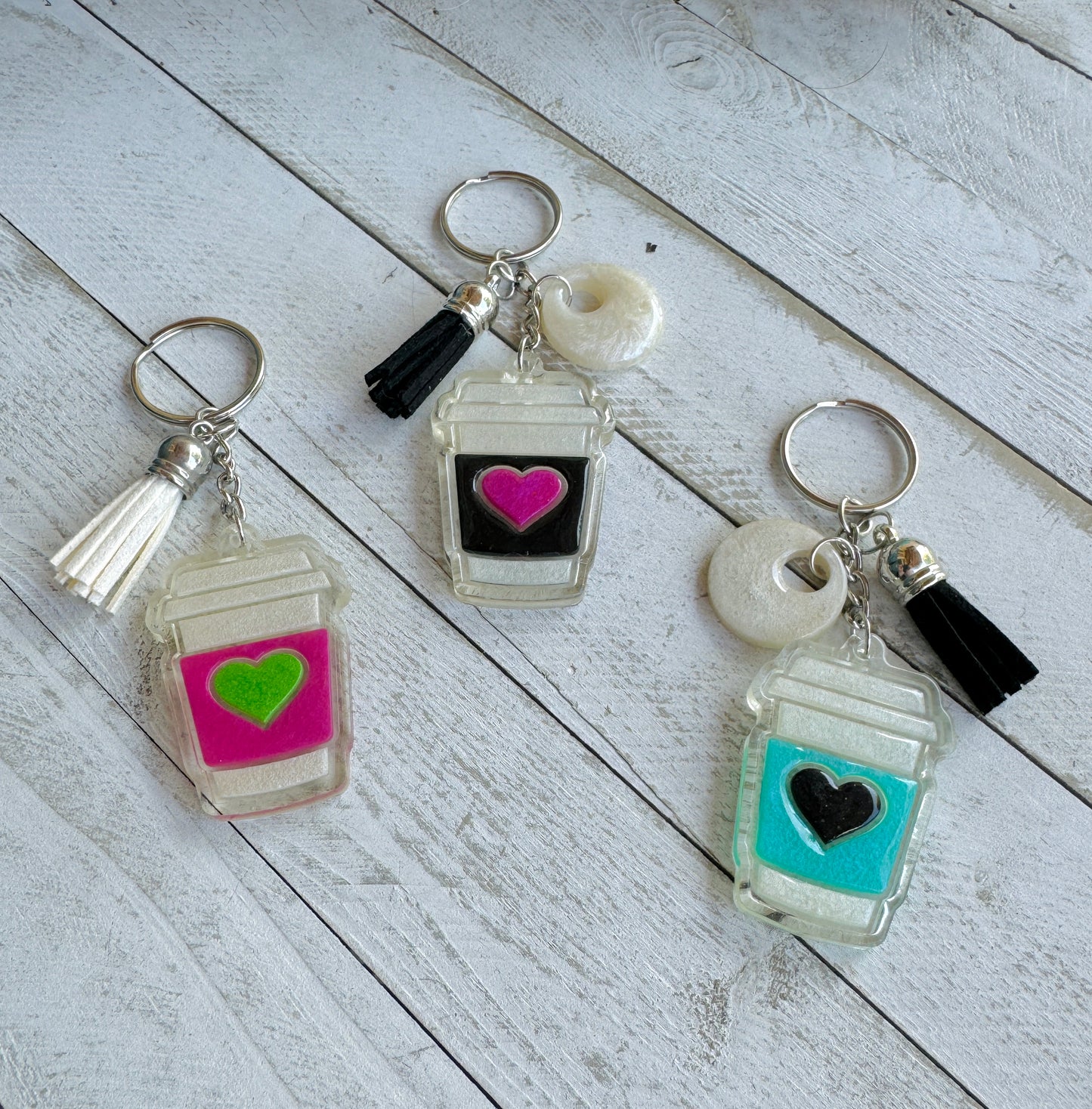 Heart Coffee Cup Keychain Collection