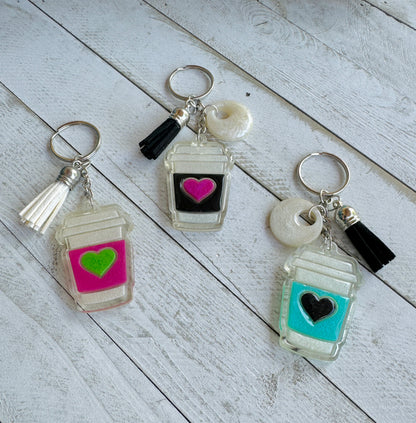 Heart Coffee Cup Keychain Collection