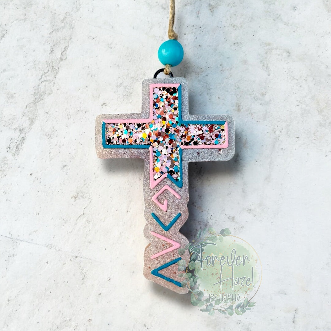 Greater Than The Highs and Lows Cross Freshie: Religious Aroma Bead Air Freshener