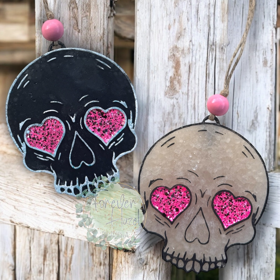 Skull with Hearts Freshie: Valentines Aroma Bead Air Freshener