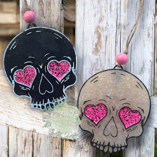 Skull with Hearts Freshie: Valentines Aroma Bead Air Freshener