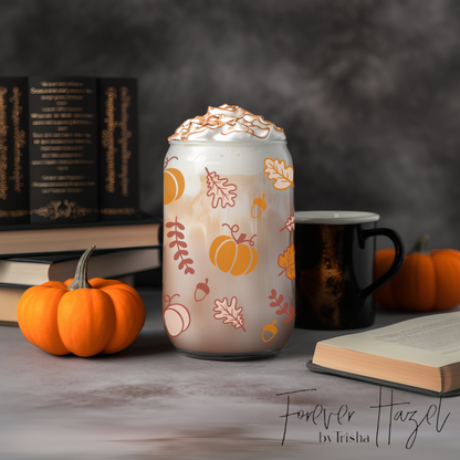 Autumn Things 16oz Frosted Glass Can