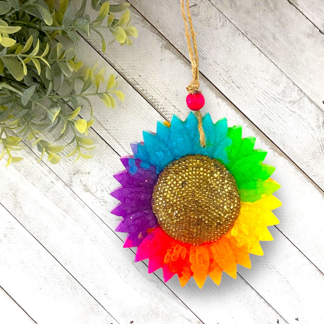 Neon Rainbow Sunflower Freshie