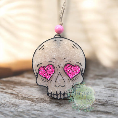 Skull with Hearts Freshie: Valentines Aroma Bead Air Freshener