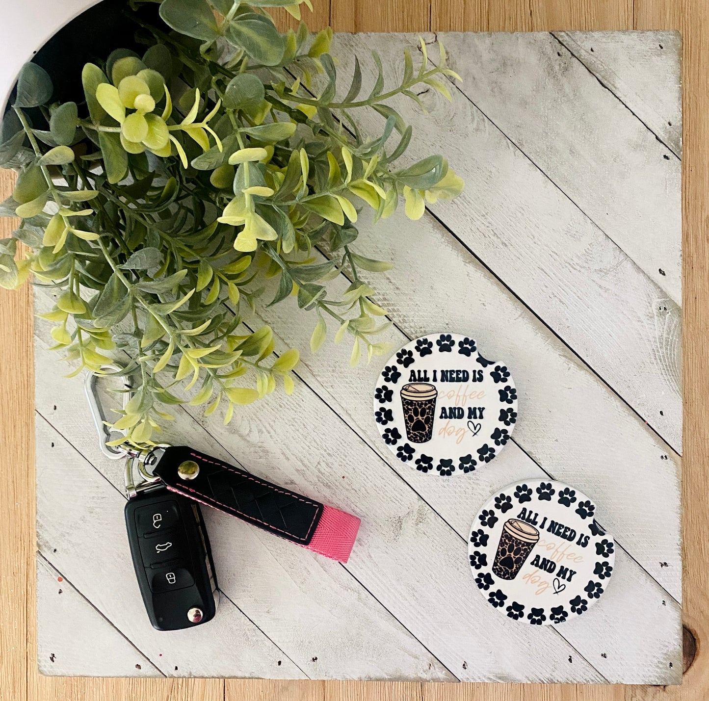 All I Need Is Coffee and My Dog Car Coaster Set