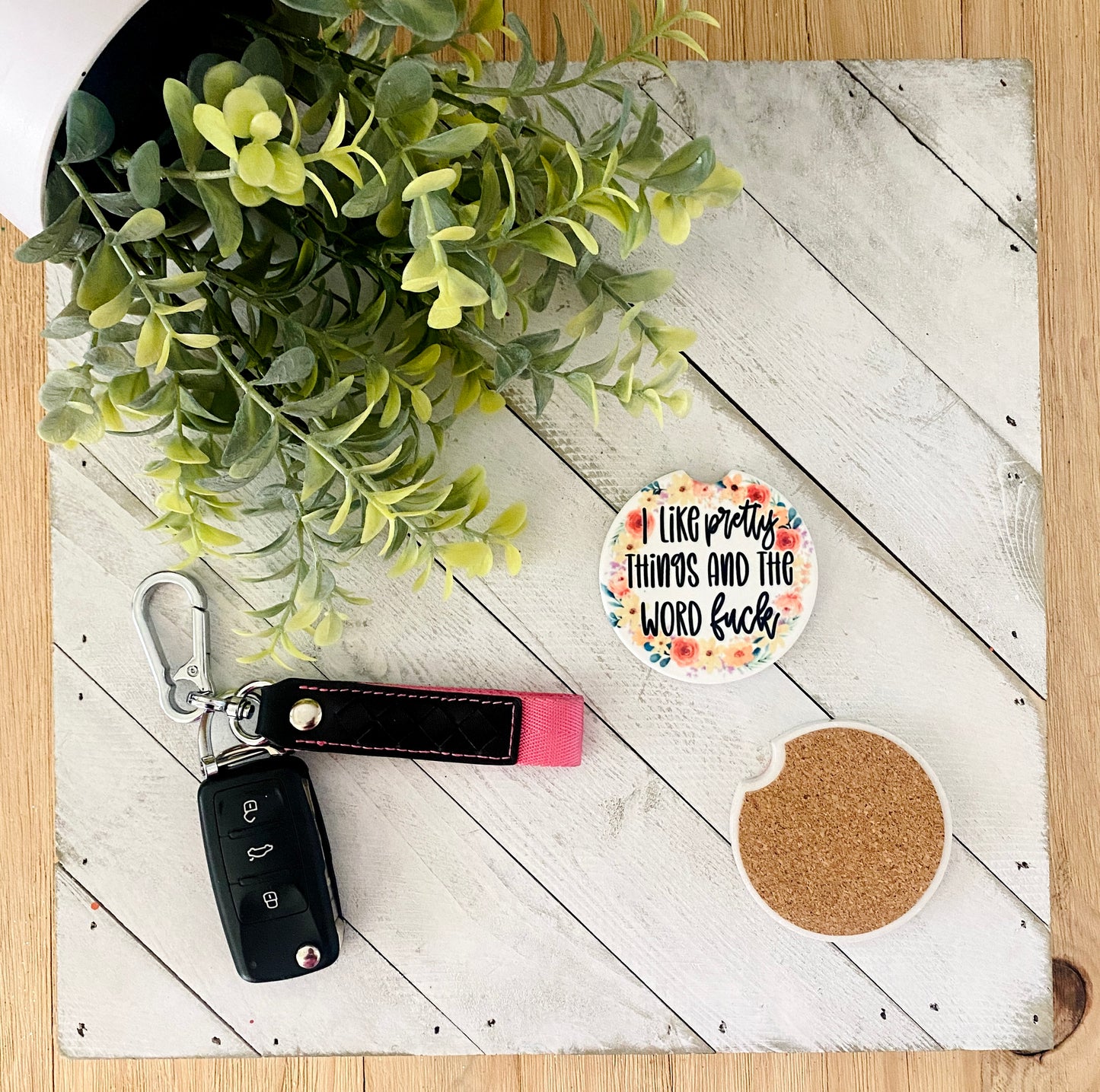 I Like Pretty Things And The Word Fuck Car Coaster Set