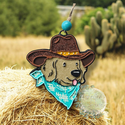 Cowboy Retriever Dog Freshie: Animal Aroma Bead Air Fresheners