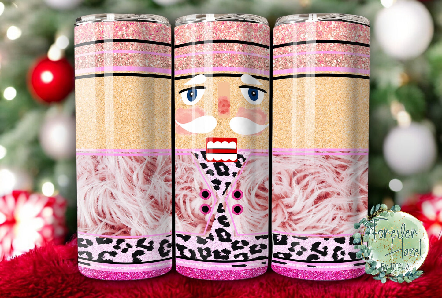Pink Cheetah with Fur Nutcracker Tumbler