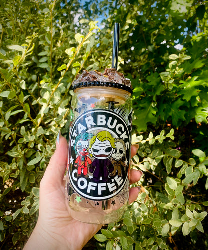 Spooky Characters Coffee 16oz Glass Can