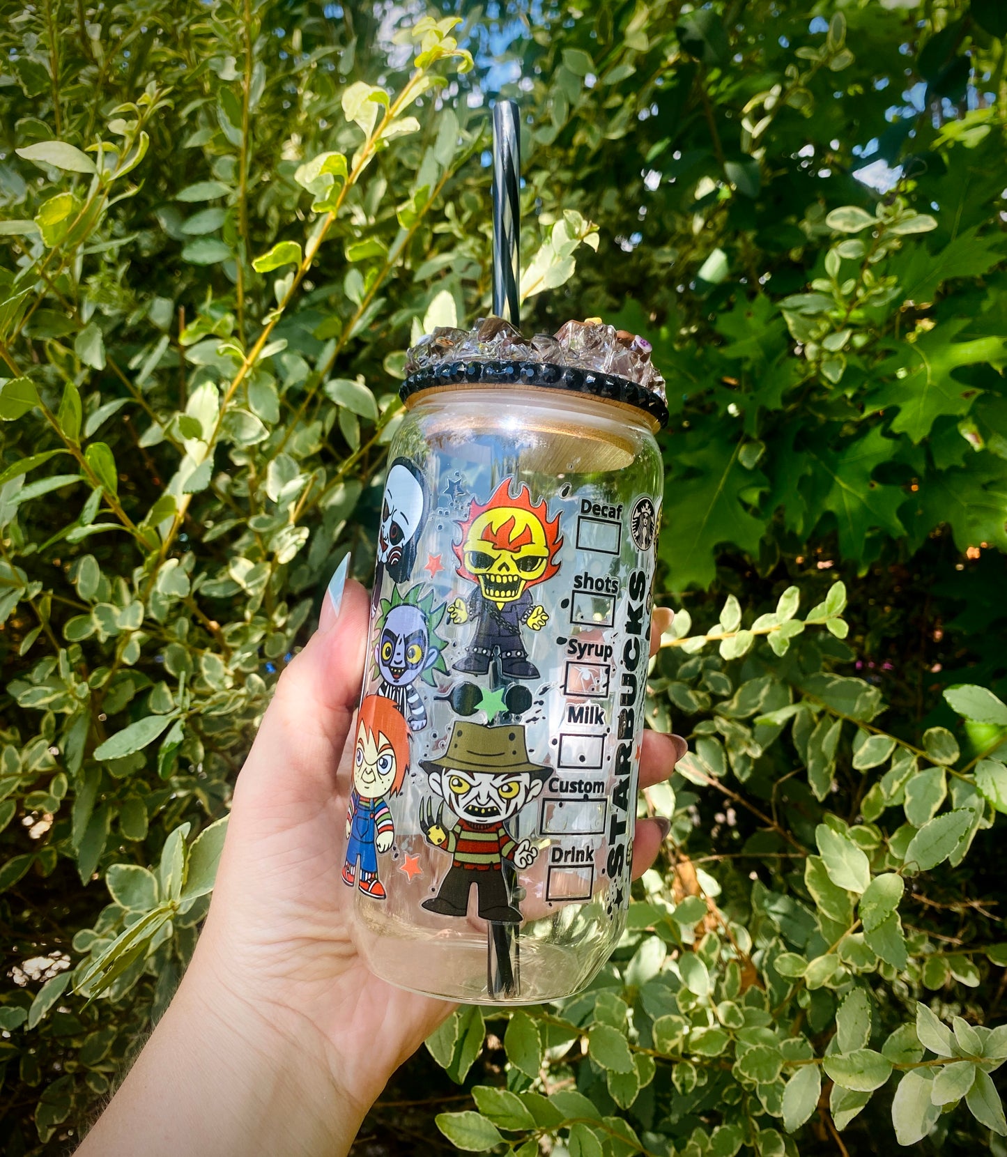 Spooky Characters Coffee 16oz Glass Can