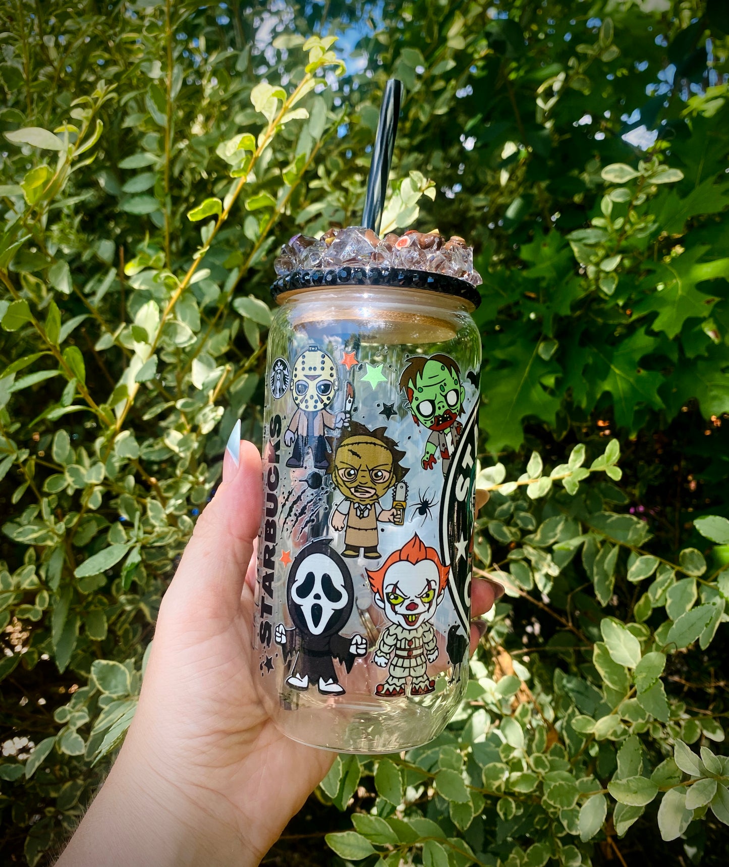 Spooky Characters Coffee 16oz Glass Can