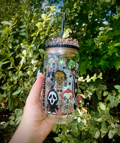 Spooky Characters Coffee 16oz Glass Can