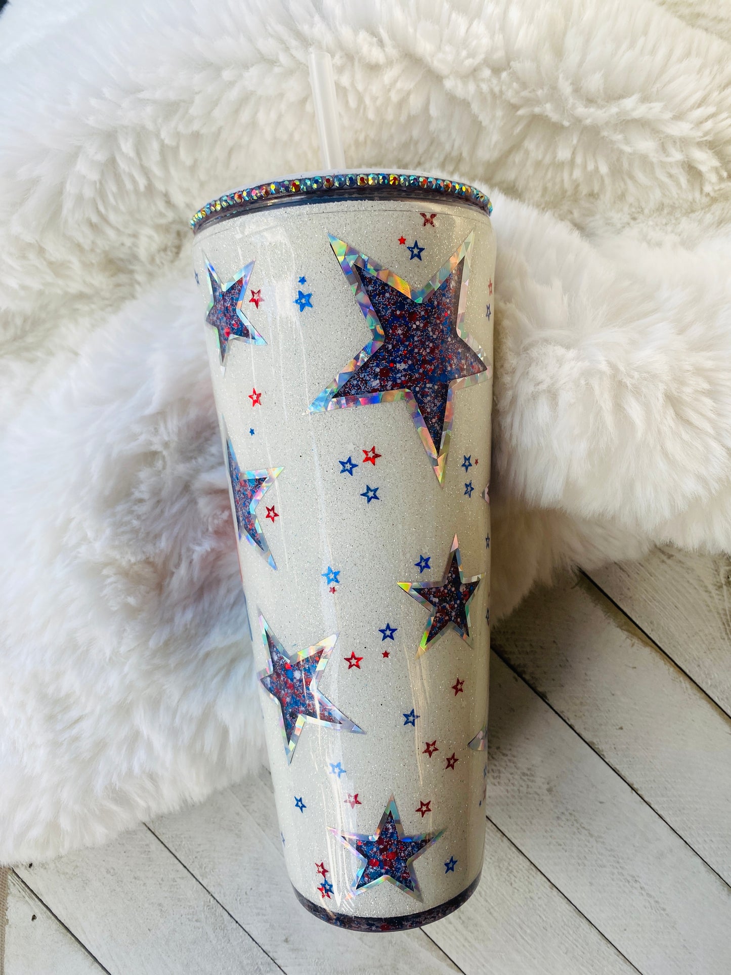 American Vibes Peek-A-Boo Glitter Acrylic 24oz Tumbler