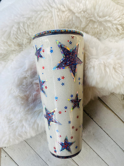American Vibes Peek-A-Boo Glitter Acrylic 24oz Tumbler