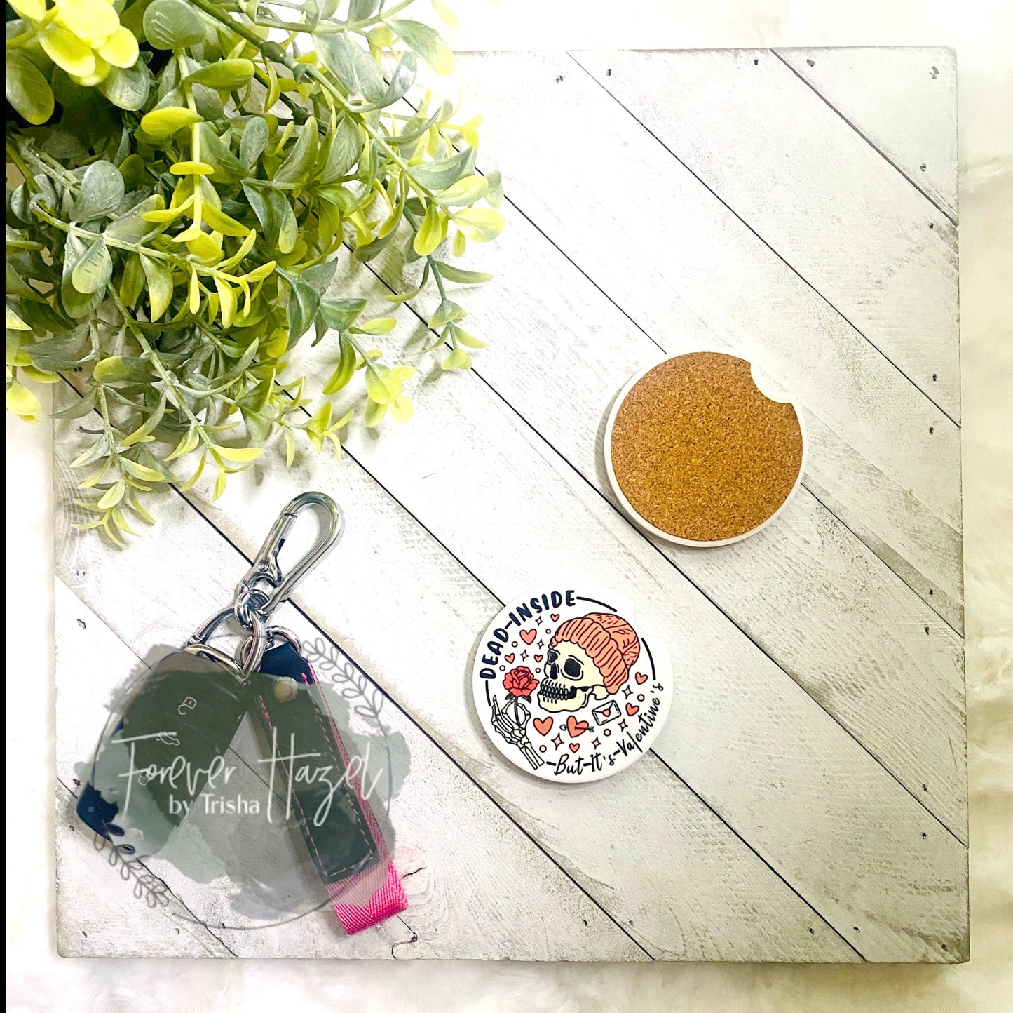 Dead Inside But It’s Valentine's Ceramic car Coaster Set