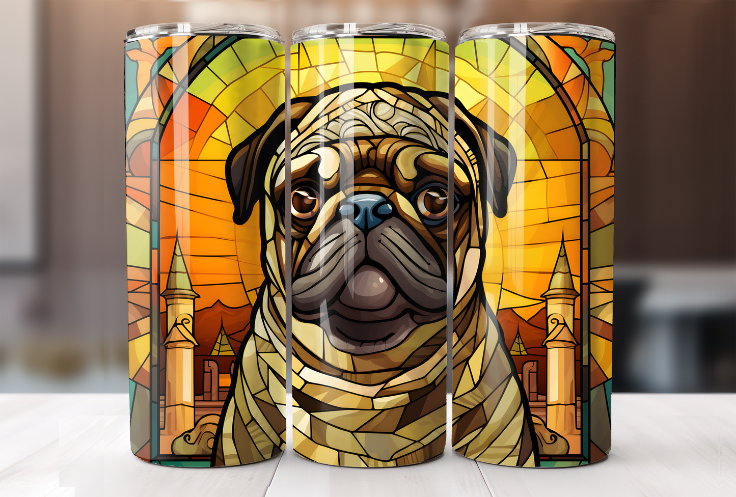 Stained Glass Pug Tumbler