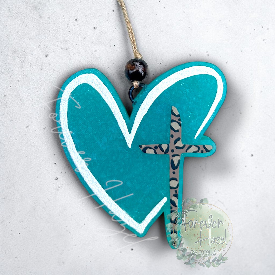 Turquoise Cross Freshies: Religious Aroma Bead Air Freshener