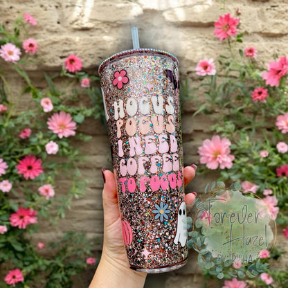 Hocus Pocus I Need Coffee To Focus 24oz Glittered Acrylic 24oz Tumbler