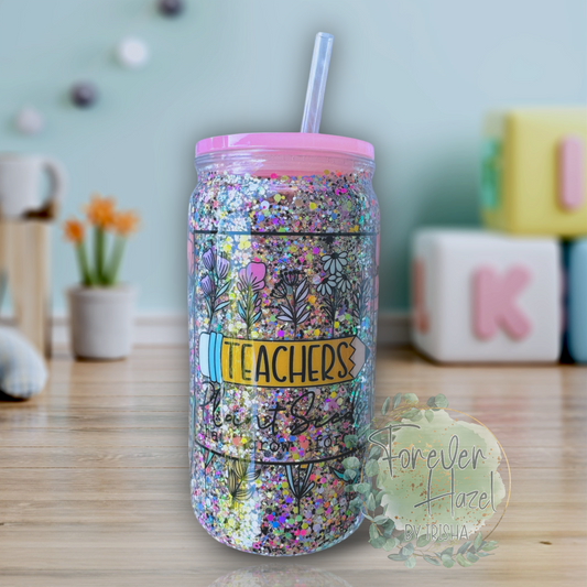 Teachers Plant Seeds That Grow Forever 16oz Acrylic Glitter Can