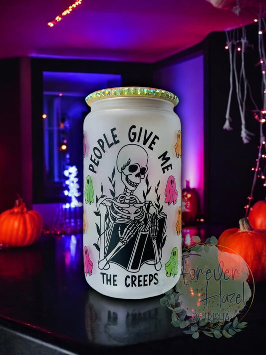People Give Me The Creeps Frosted Glass Can