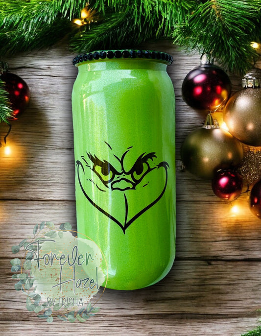 In My G Era 16oz Green Shimmer Glass Can