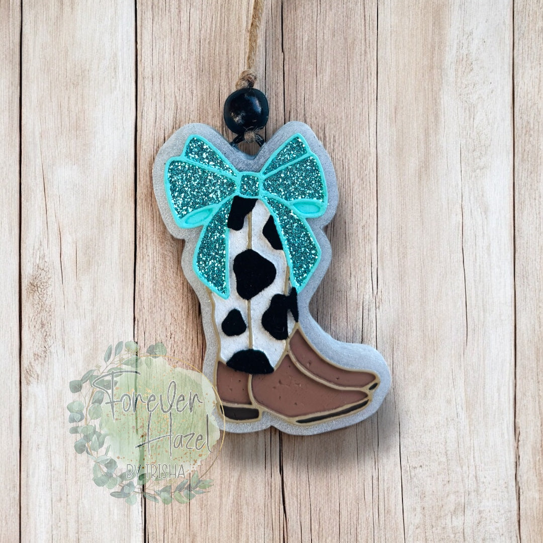 Turquoise Southern Freshie | Southern Mom Freshie | Hot Southern Mess Freshie | Cowgirl Boots with Bow Freshie